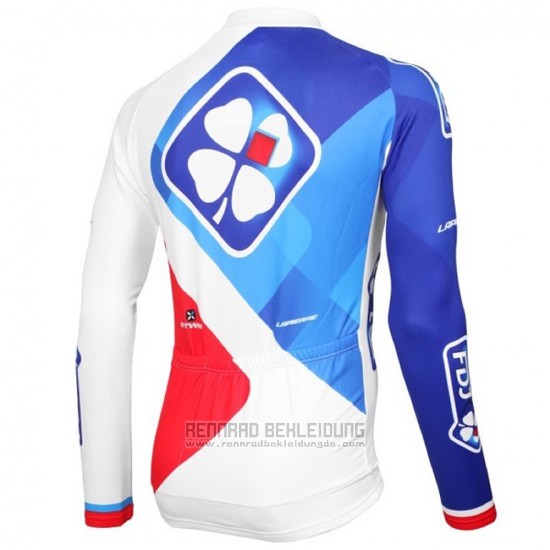 2016 Fahrradbekleidung FDJ Wei und Blau Trikot Langarm und Tragerhose - zum Schließen ins Bild klicken